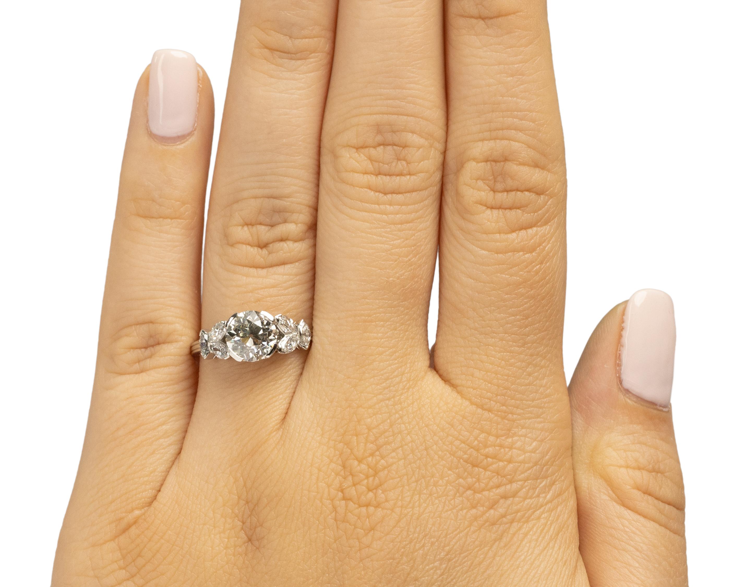 Women's GIA 1.56 Carat Art Deco Diamond Platinum Engagement Ring For Sale