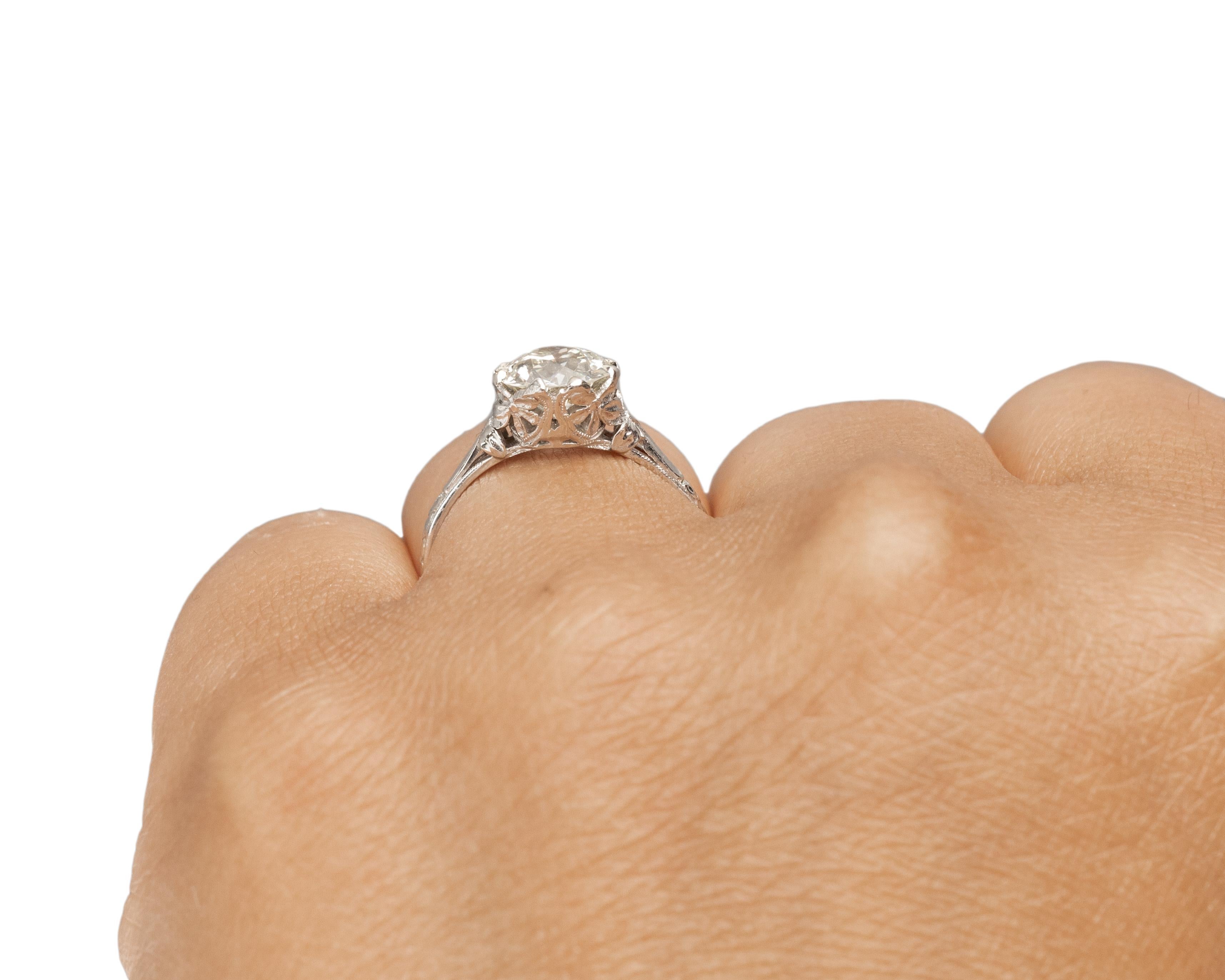 GIA 1.56 Carat Art Deco Diamond Platinum Engagement Ring For Sale 1