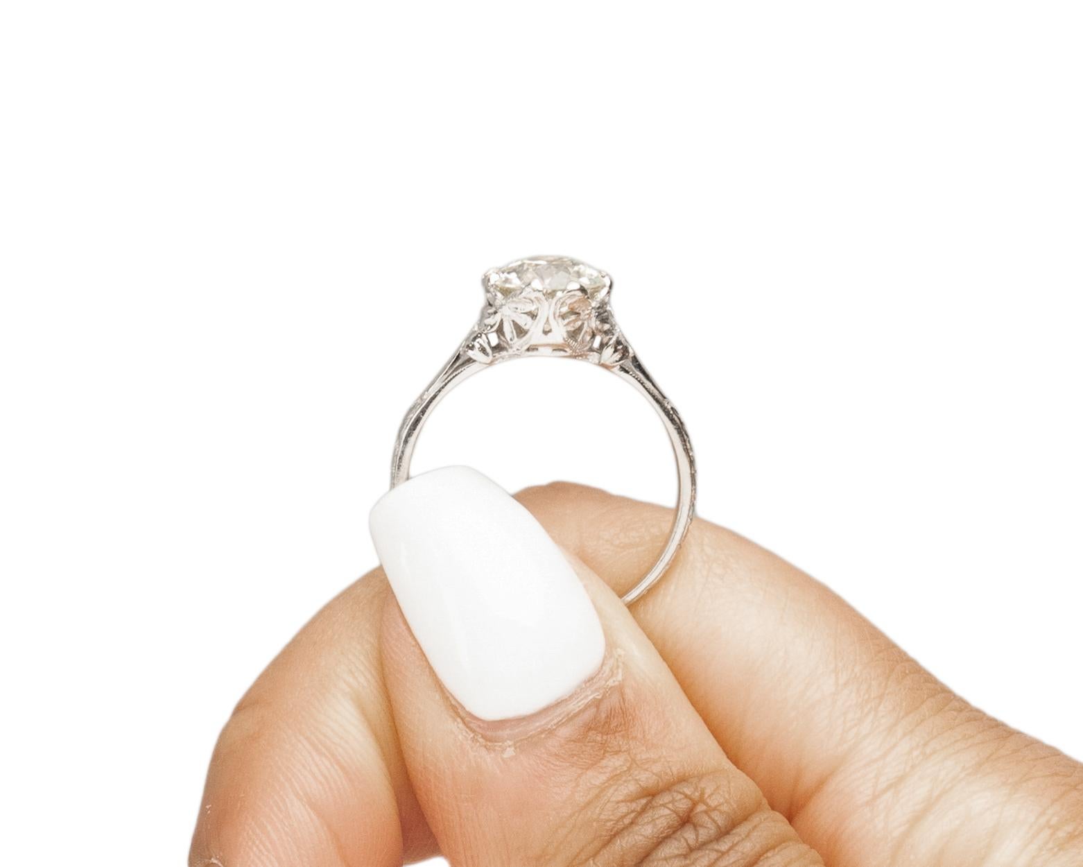 GIA 1.56 Carat Art Deco Diamond Platinum Engagement Ring For Sale 3