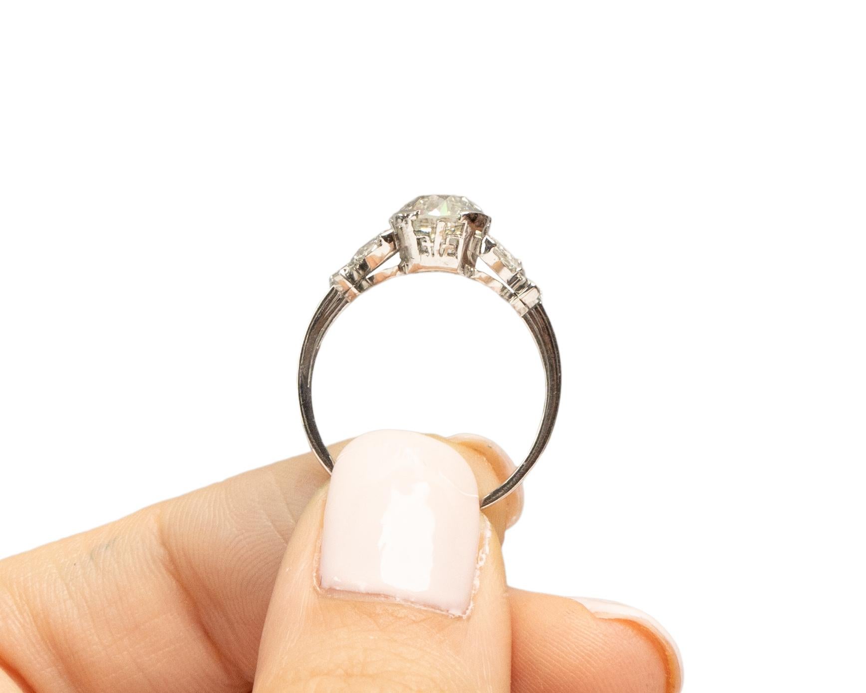 GIA 1.56 Carat Art Deco Diamond Platinum Engagement Ring For Sale 3