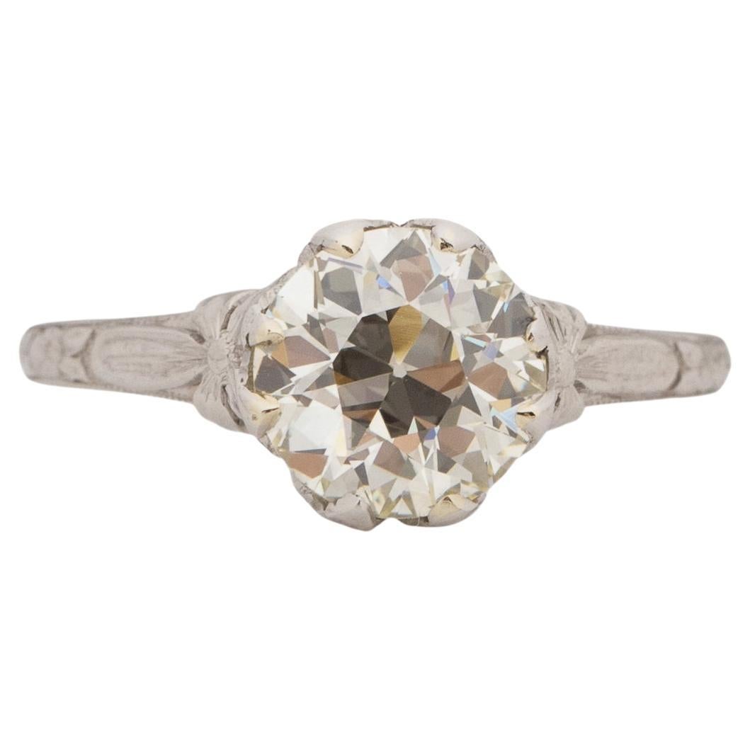 GIA 1.56 Carat Art Deco Diamond Platinum Engagement Ring For Sale