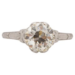 GIA 1.56 Carat Art Deco Diamond Platinum Engagement Ring