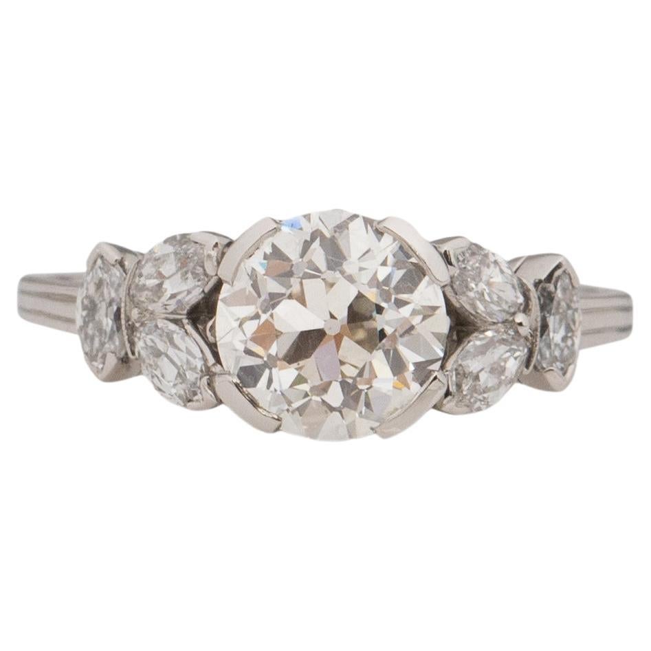 Verlobungsring, GIA 1,56 Karat Art Deco Diamant Platin
