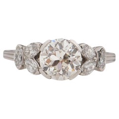 Antique GIA 1.56 Carat Art Deco Diamond Platinum Engagement Ring