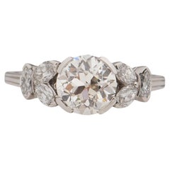 GIA 1.56 Carat Art Deco Diamond Platinum Engagement Ring