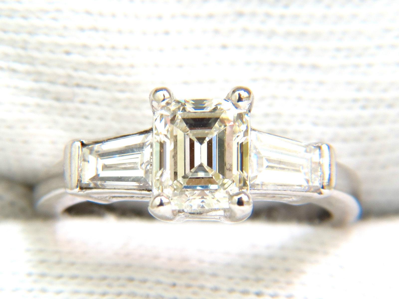 GIA 1.56 Carat Brilliant Emerald Cut Diamond Ring J/VVS2 Solitaire with Accents For Sale 3