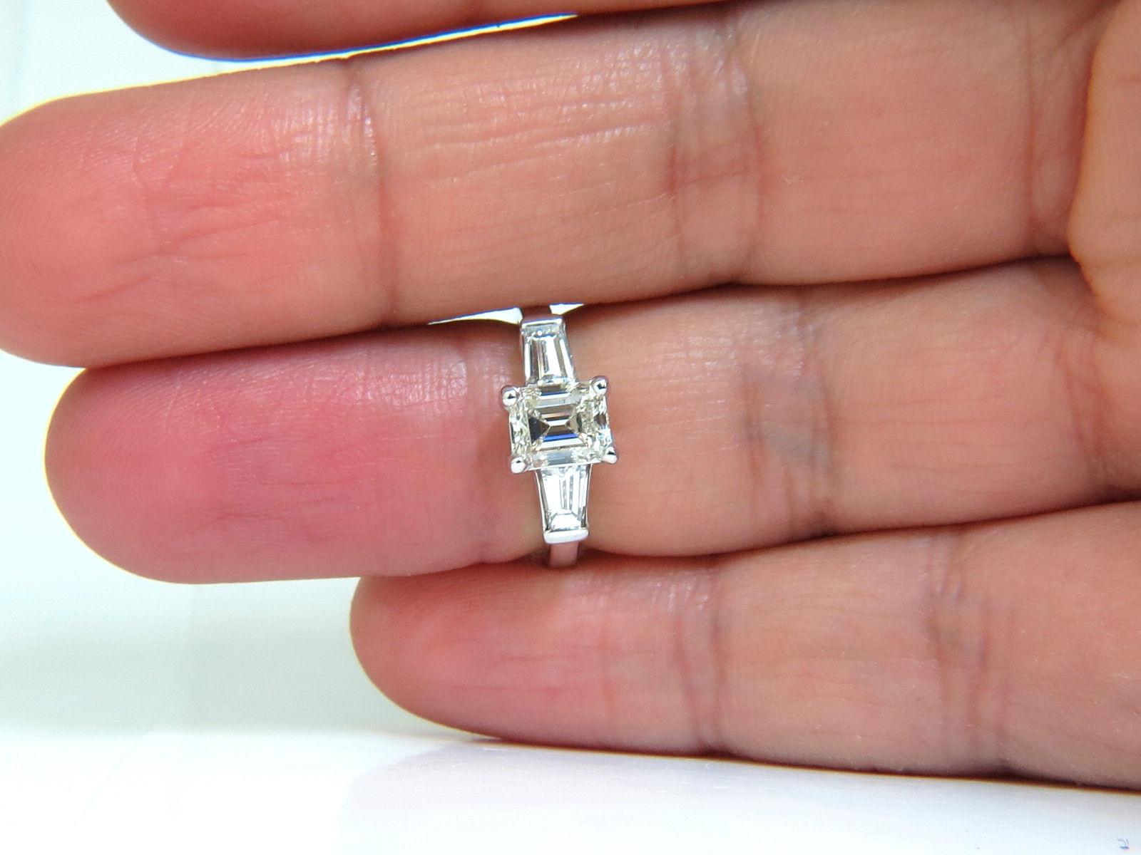 GIA 1.56 Carat Brilliant Emerald Cut Diamond Ring J/VVS2 Solitaire with Accents For Sale 4