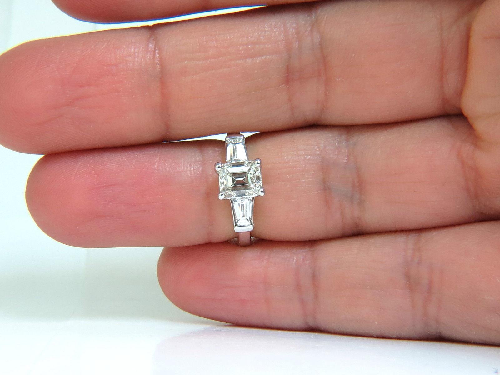 Women's or Men's GIA 1.56 Carat Brilliant Emerald Cut Diamond Ring J/VVS2 Solitaire with Accents For Sale