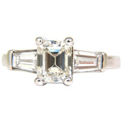 GIA 1.56 Carat Brilliant Emerald Cut Diamond Ring J/VVS2 Solitaire with Accents*