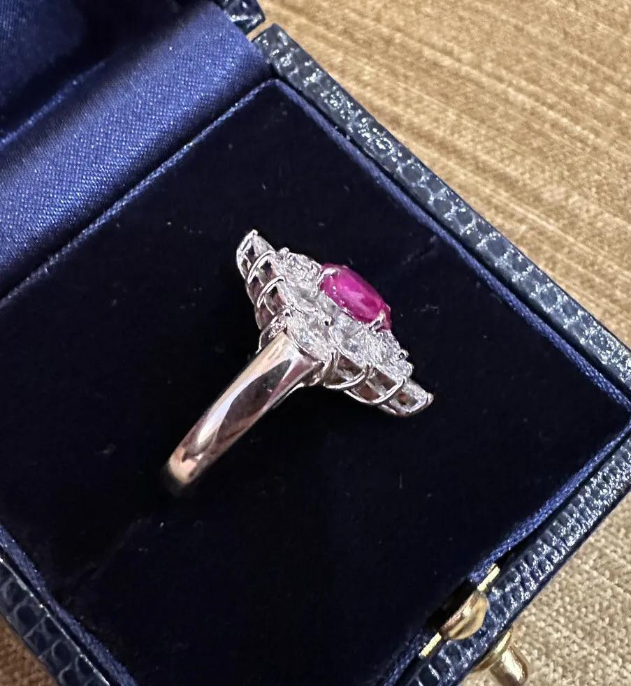 GIA 1.56 Carat Natural Unheated Ruby and Diamond Ring in Platinum In Excellent Condition For Sale In La Jolla, CA