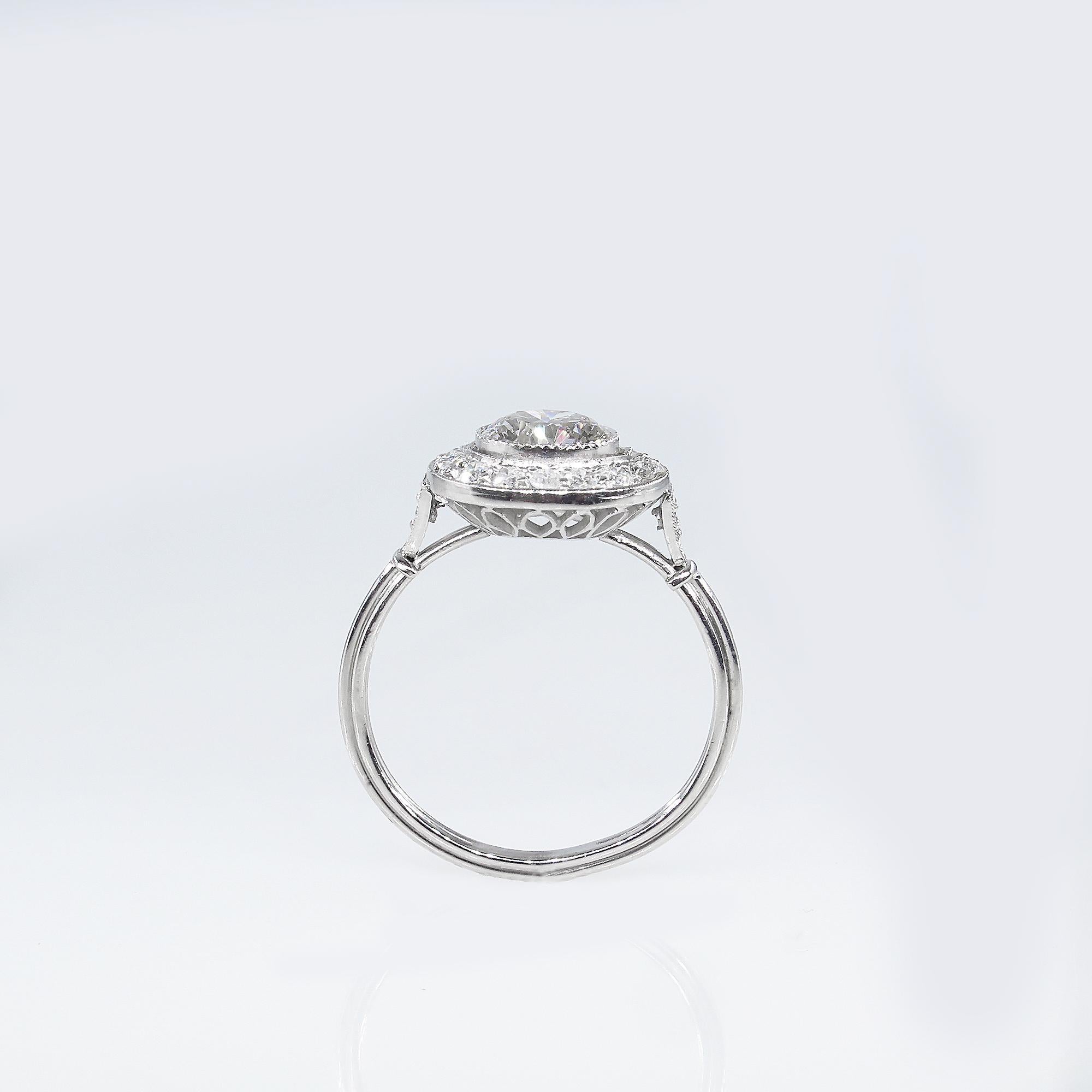 GIA 1.57 Carat Round Diamond Halo Engagement Wedding Platinum Ring 3