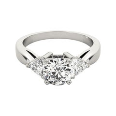GIA 1.57 Carat Round Trillion Cut Three-Stone  Diamond Ring
