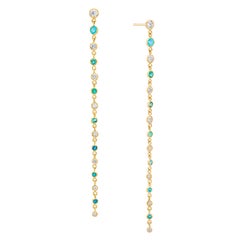 GIA 1.575 Carats Brazilian Paraiba and Diamond Graduated Earrings in 18 Karat YG