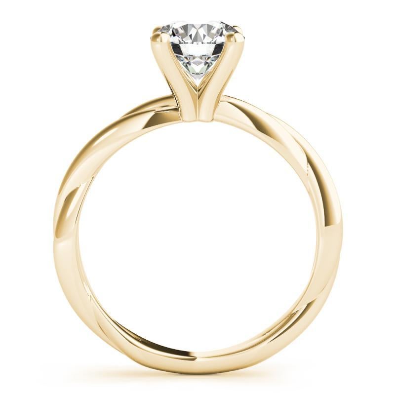 Taglio rotondo GIA 1,57ct Anello con diamante rotondo intrecciato a fascia solitario in oro giallo in vendita