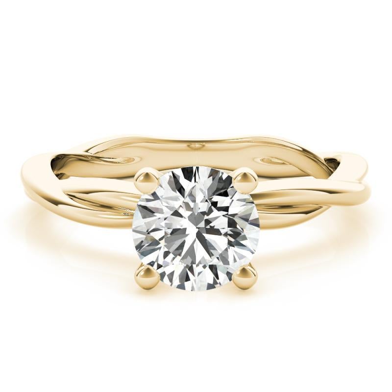 GIA 1,57ct Anello con diamante rotondo intrecciato a fascia solitario in oro giallo In condizioni Nuovo in vendita a New York, NY