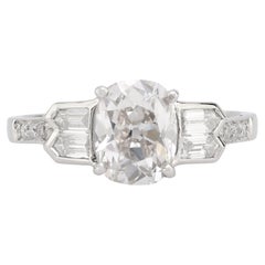 Anello di fidanzamento in platino con diamante Old Mine da 1,58 carati GIA