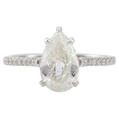 GIA 1.58 Carat Pear Cut Diamond Platinum Ring