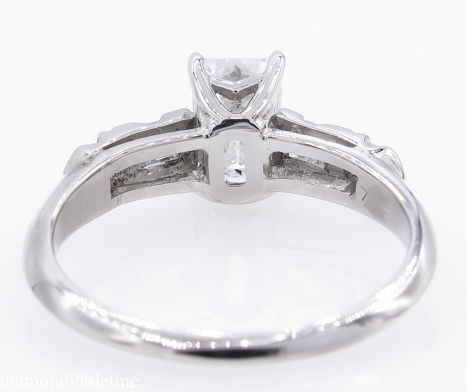 GIA 1.58 Carat Deco Emerald Cut Diamond Engagement Wedding Platinum Ring 3