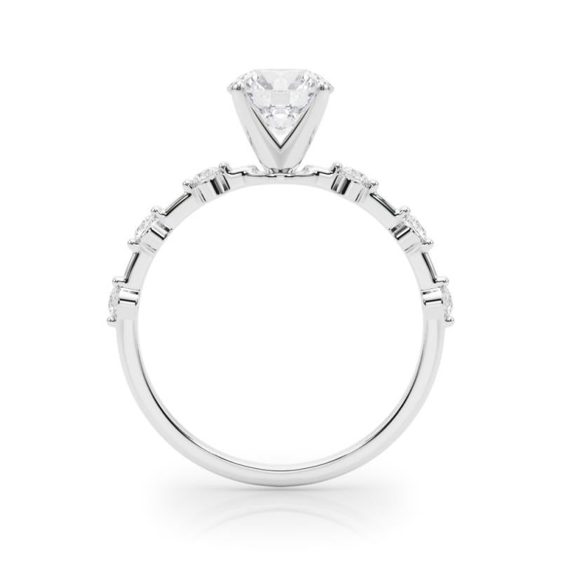 GIA 1,58ct Anello con diamante rotondo decorato a fascia di bambù, solitario, in oro bianco In condizioni Nuovo in vendita a New York, NY