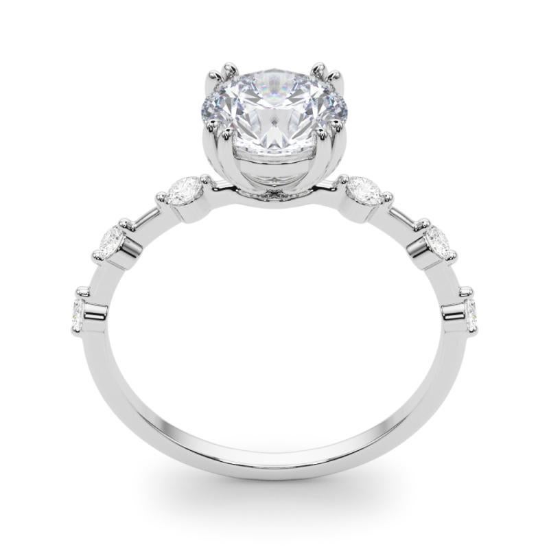 Donna GIA 1,58ct Anello con diamante rotondo decorato a fascia di bambù, solitario, in oro bianco in vendita