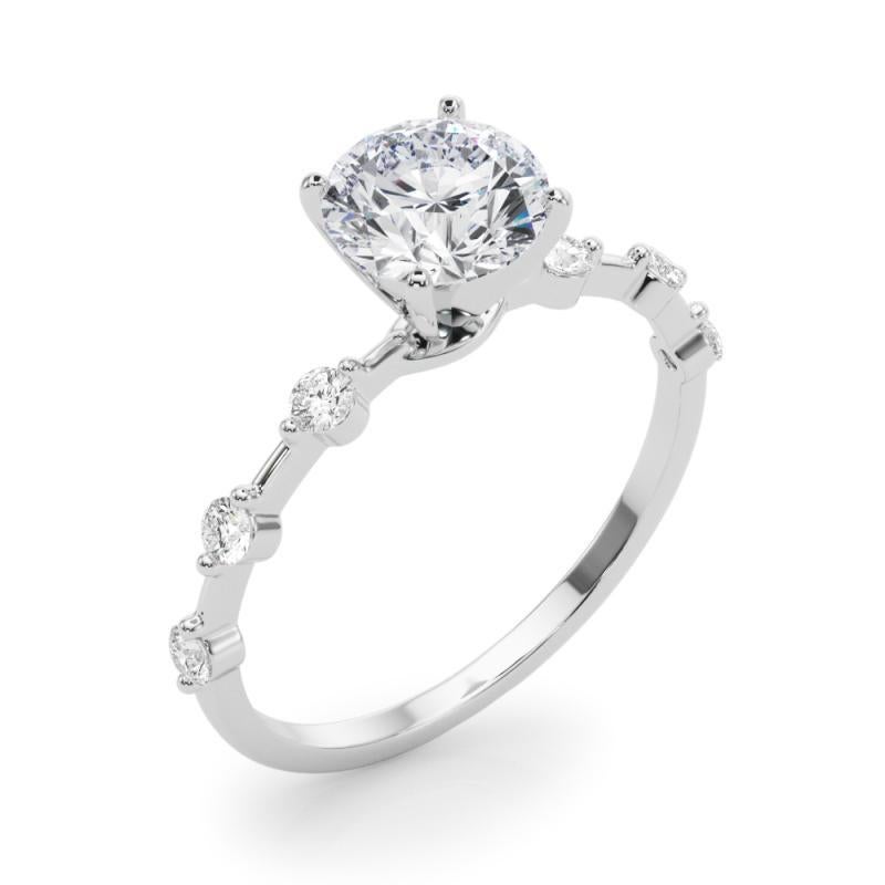 GIA 1,58ct Anello con diamante rotondo decorato a fascia di bambù, solitario, in oro bianco in vendita 1