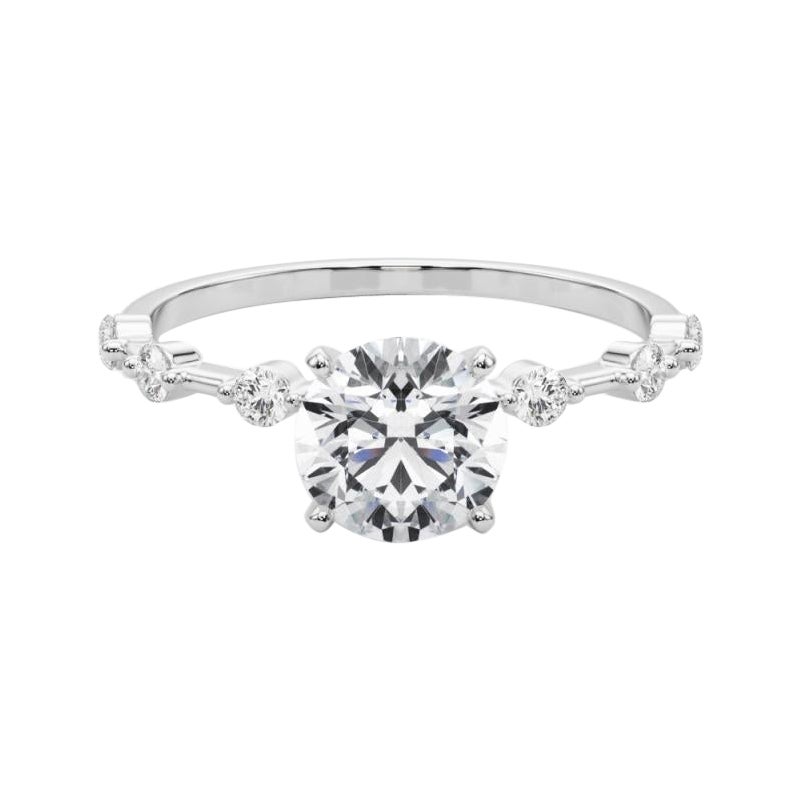 GIA 1,58ct Anello con diamante rotondo decorato a fascia di bambù, solitario, in oro bianco in vendita