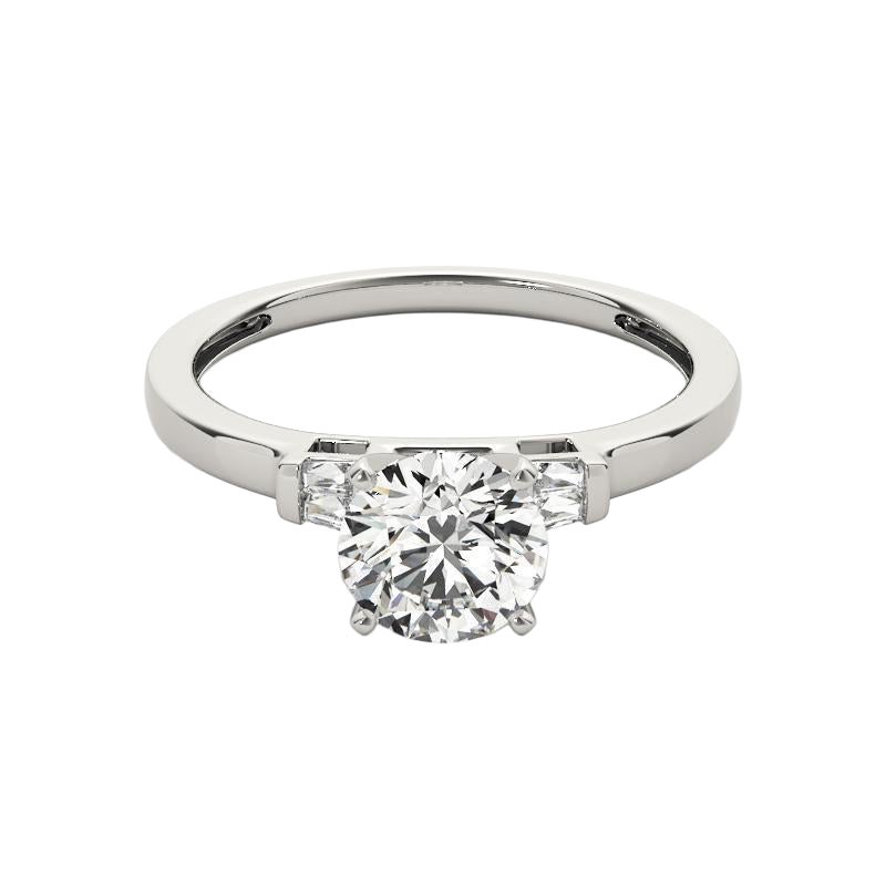 GIA 1.58ct Solitario rotondo e Baguette invisibile  Anello con diamante