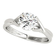 GIA 1.58ct Round Solitaire Prong Set Cathedral  Diamond Ring