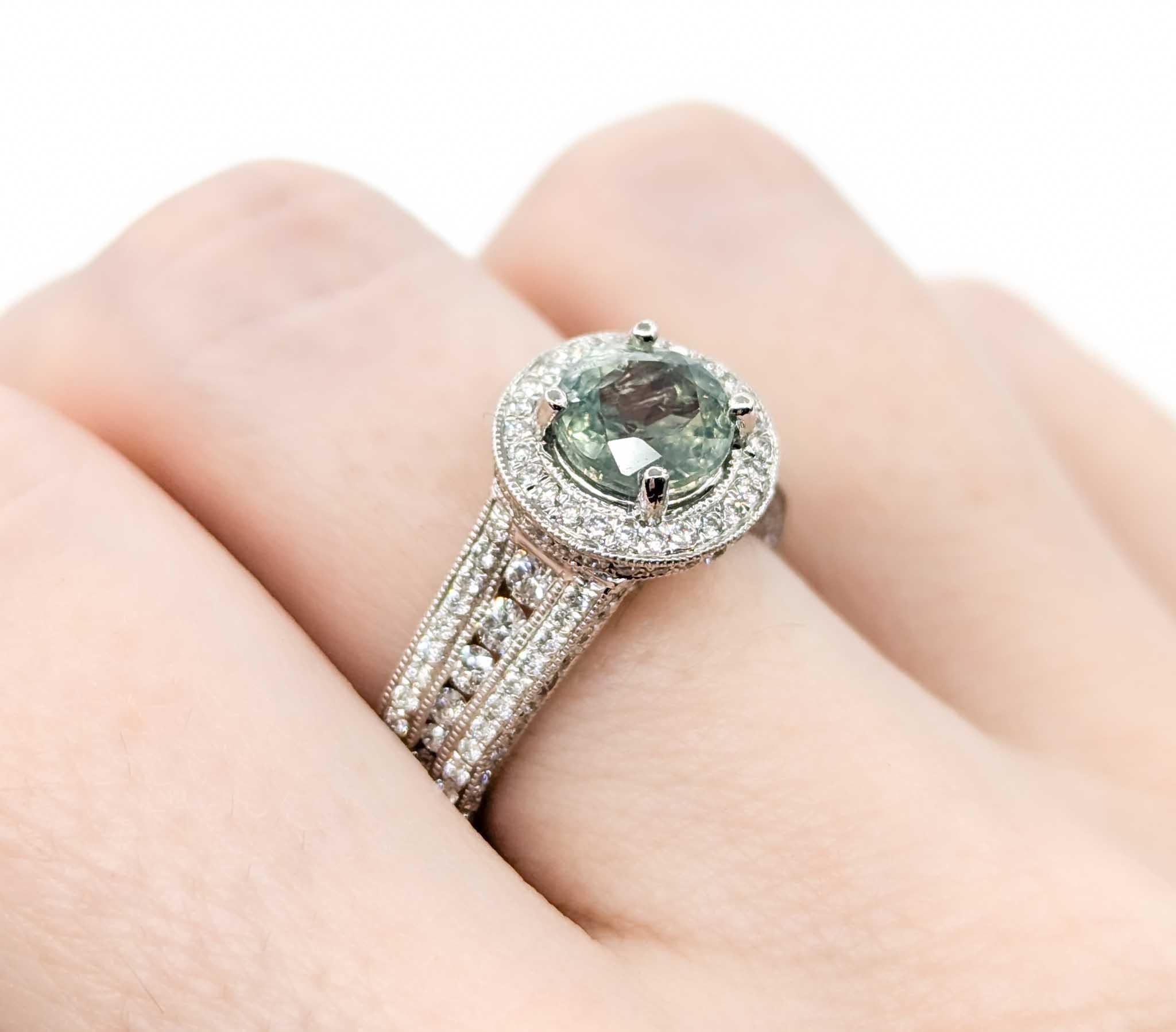 GIA 1,59 Karat Alexandrit und Diamantring aus Platin mit Platin (Zeitgenössisch)