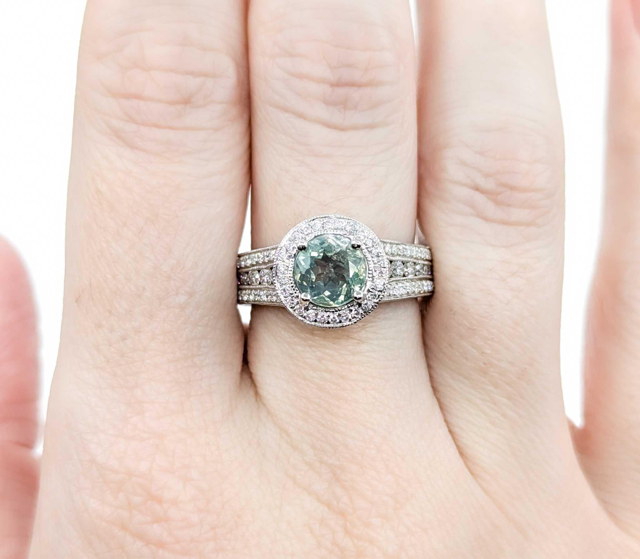 GIA 1,59 Karat Alexandrit und Diamantring aus Platin mit Platin im Zustand „Hervorragend“ in Bloomington, MN