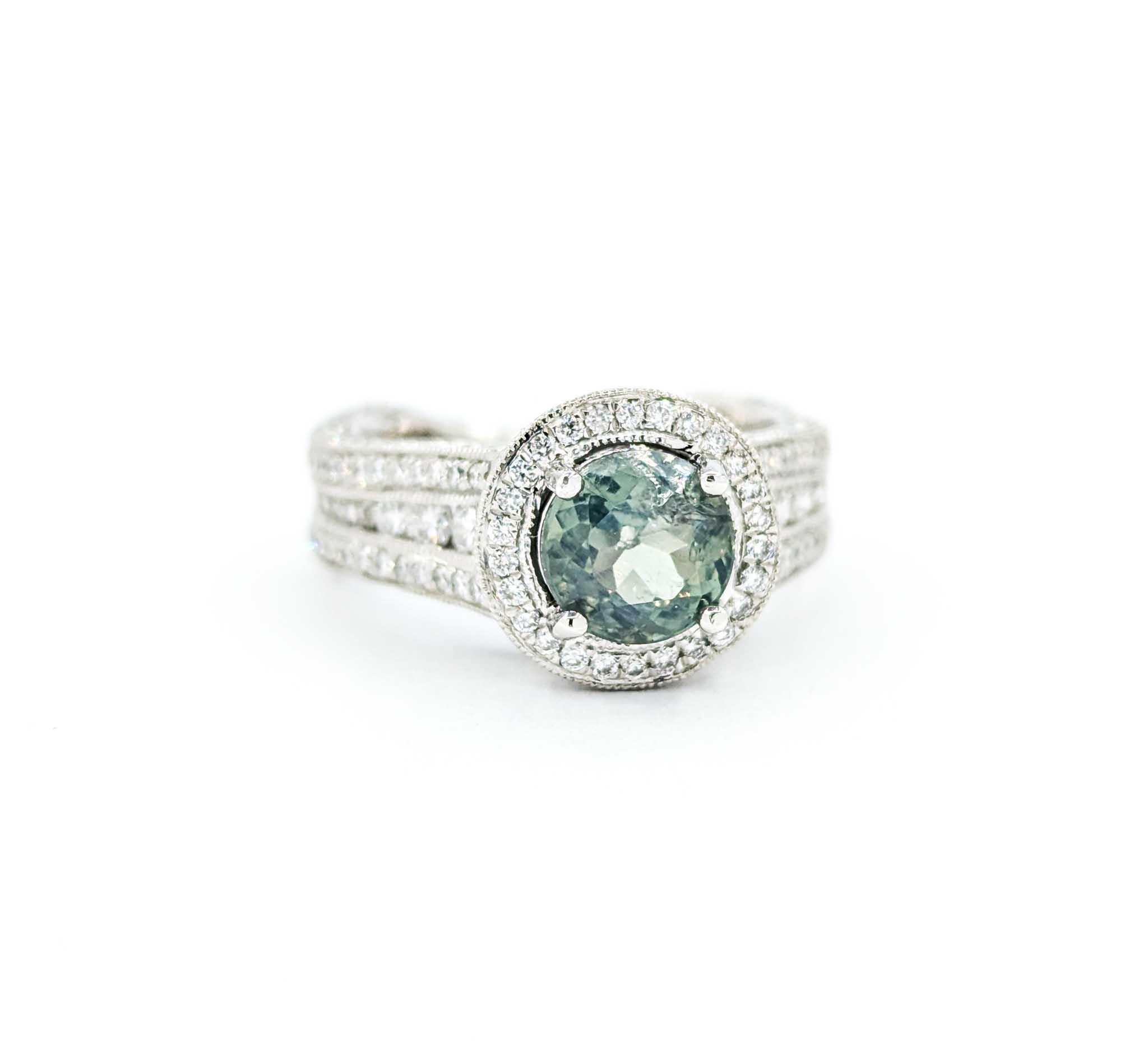 GIA 1,59 Karat Alexandrit und Diamantring aus Platin mit Platin Damen