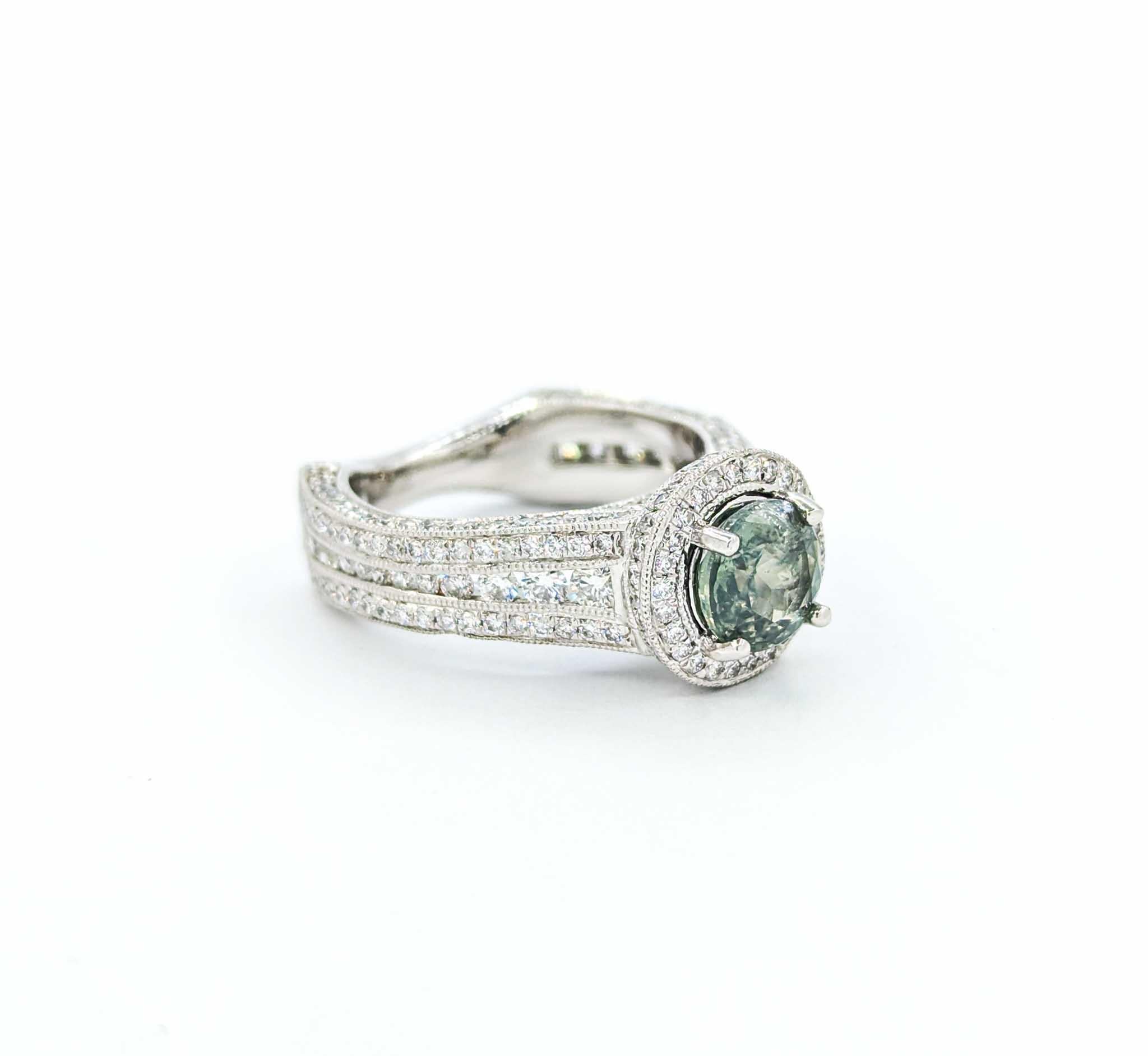 GIA 1,59 Karat Alexandrit und Diamantring aus Platin mit Platin 1