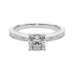 GIA 1.5ct Cuscino Classico Solitario Anello con Diamante Antico Inciso