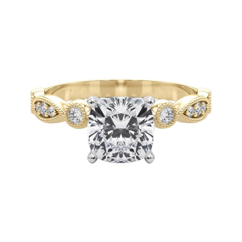 GIA 1.5ct Cuscino Marquise e Lunetta rotonda in oro giallo con diamanti a grana grossa