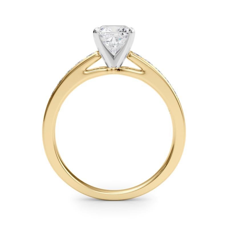 GIA 1,5ct Cuscino Principessa Canale Solitario Centro Anello di Diamanti in Oro Giallo In condizioni Nuovo in vendita a New York, NY