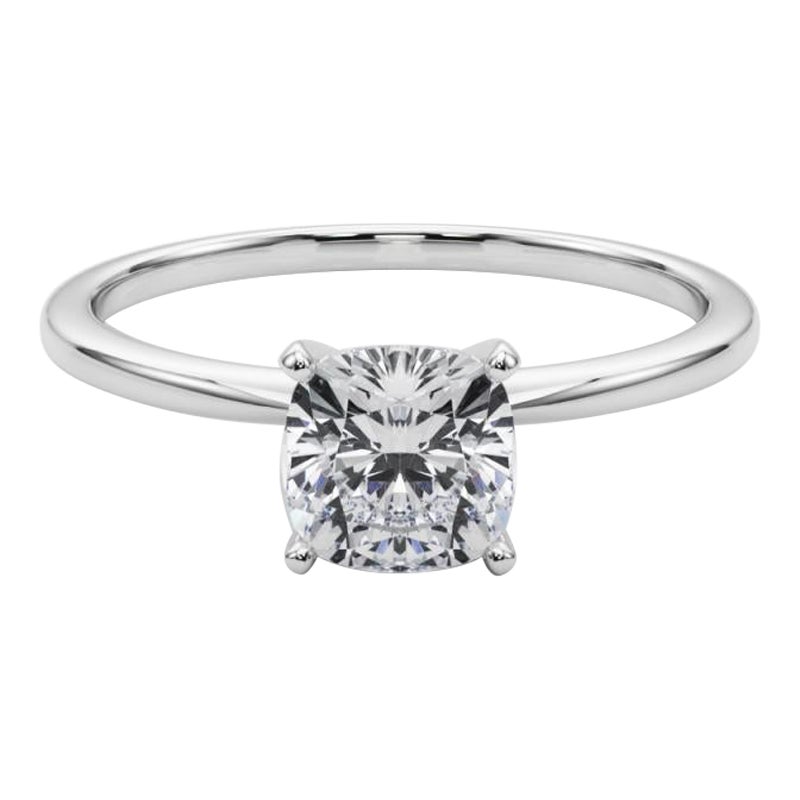 GIA 1.5ct Cushion Slim Band Prong Set Solitaire  Bague en diamant