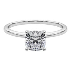 GIA 1.5ct Cushion Slim Band Prong Set Solitaire  Bague en diamant