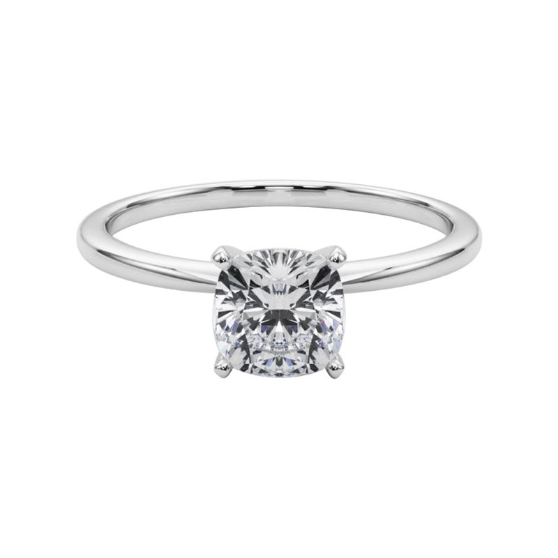 GIA 1.5ct Cushion Slim Band Prong Set Solitaire  Bague en diamant