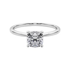 GIA 1.5ct Cushion Slim Band Prong Set Solitaire  Bague en diamant