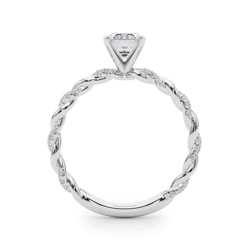 GIA 1,5ct Smeraldo Micro Pave Fascia a treccia intrecciata  Anello con diamante In condizioni Nuovo in vendita a New York, NY