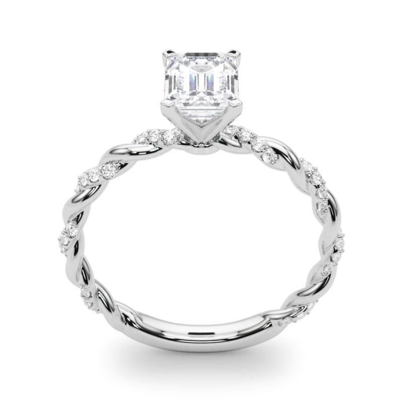 Donna GIA 1,5ct Smeraldo Micro Pave Fascia a treccia intrecciata  Anello con diamante in vendita