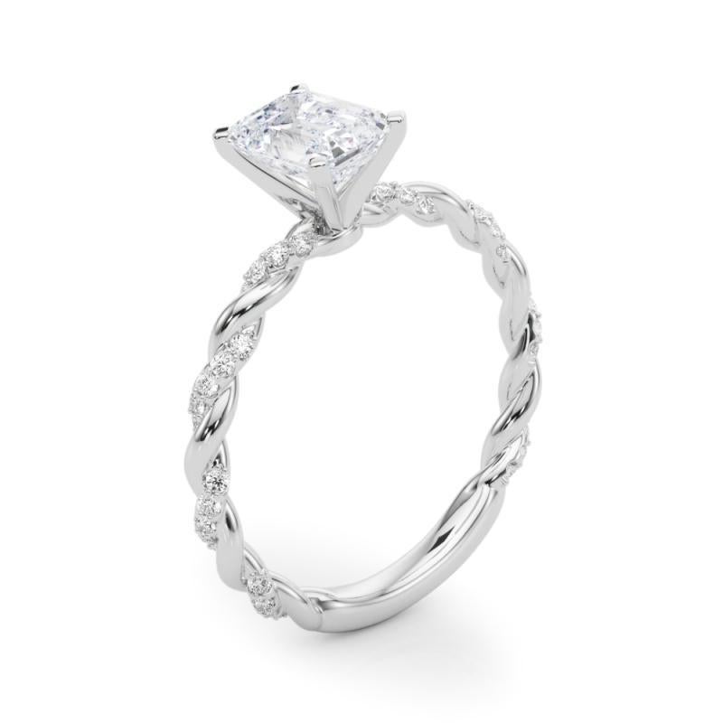 GIA 1,5ct Smeraldo Micro Pave Fascia a treccia intrecciata  Anello con diamante in vendita 1