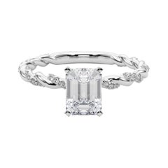 GIA 1.5ct Emerald Micro Pave Twisted Braid Band  Diamond Ring