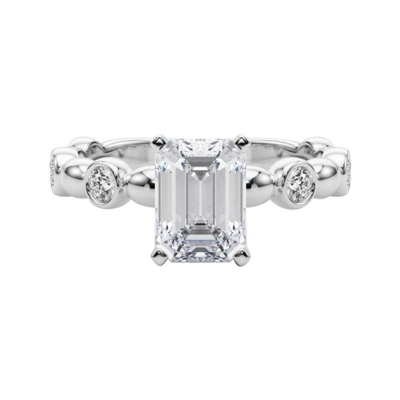 GIA 1.5ct Smaragd Seite Stein Lünette Band Solitär Diamantring
