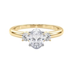 GIA 1.5ct Oval 3-Stone Past, Present & Future 18K Yellow Gold Diamond Ring