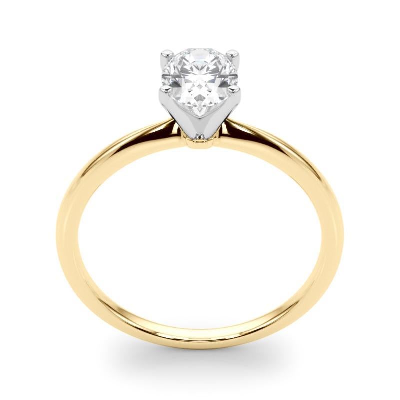 Taille ovale GIA 1.5ct Oval Slim Band Prong Set Solitaire 18K Yellow Gold Diamond Ring en vente