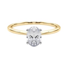 GIA 1,5ct Anello ovale sottile con solitario incastonato in oro giallo 18K