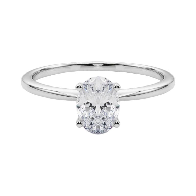 GIA 1.5ct Ovale Slim Band con solitario incastonato  Anello con diamante
