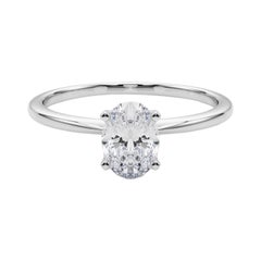 GIA 1.5ct Ovale Slim Band con solitario incastonato  Anello con diamante