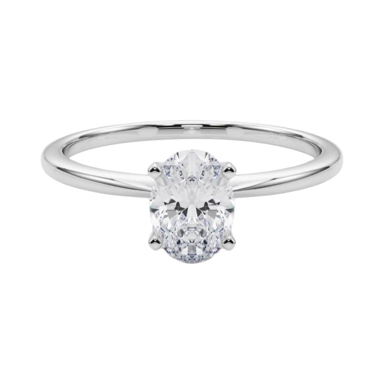 GIA 1.5ct Oval Slim Band Prong Set Solitaire  Bague en diamant